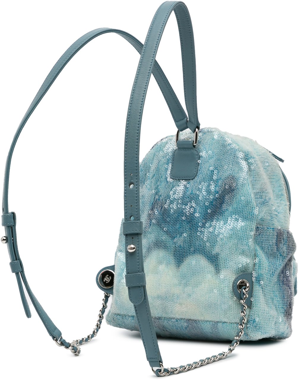 Chanel Mini Sequins and Lambskin Waterfall Backpack Blauw