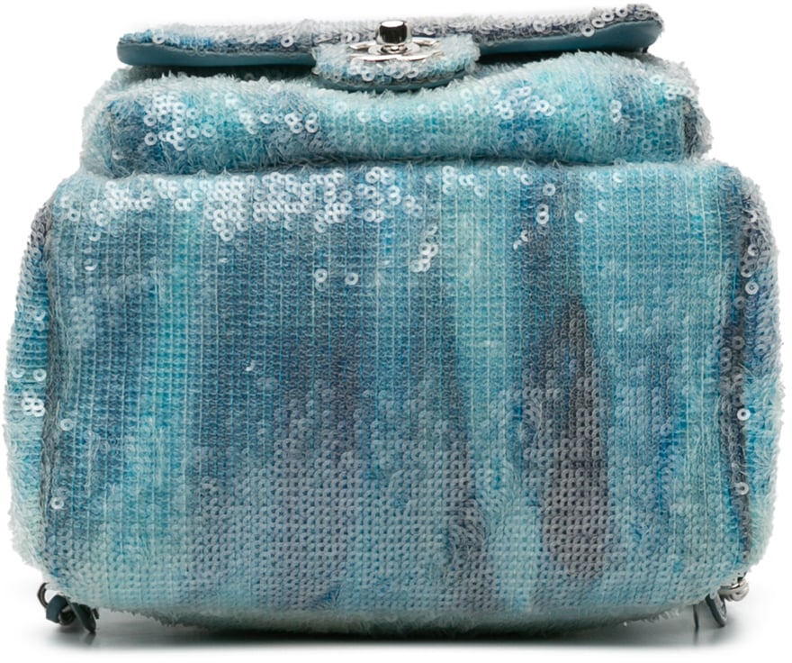 Chanel Mini Sequins and Lambskin Waterfall Backpack Blauw