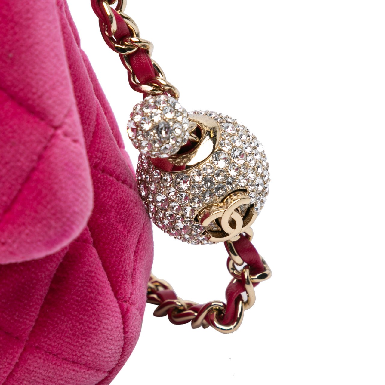Chanel Mini Square Classic Velvet Pearl Crush Single Flap Roze