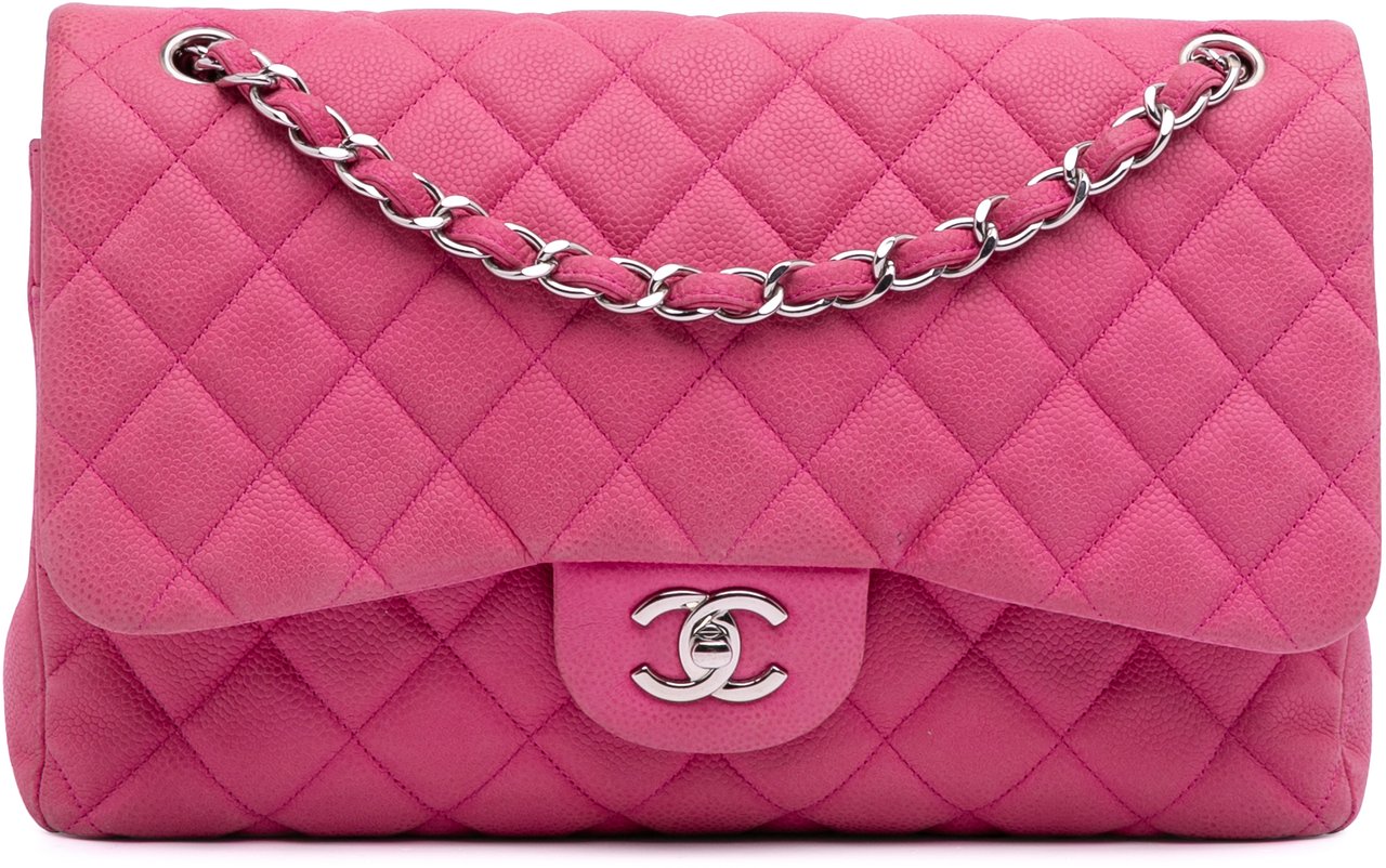 Chanel Jumbo Classic Caviar Double Flap Roze