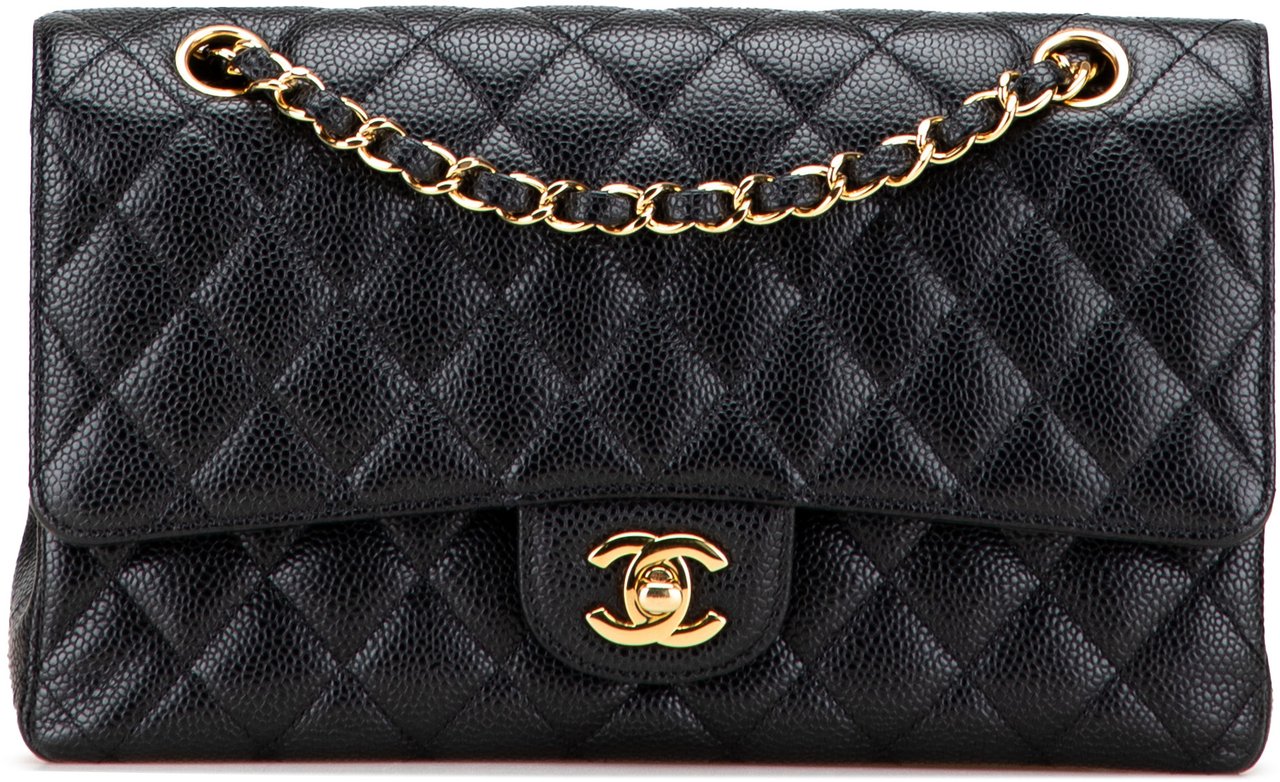 Chanel Medium Classic Caviar Double Flap Zwart