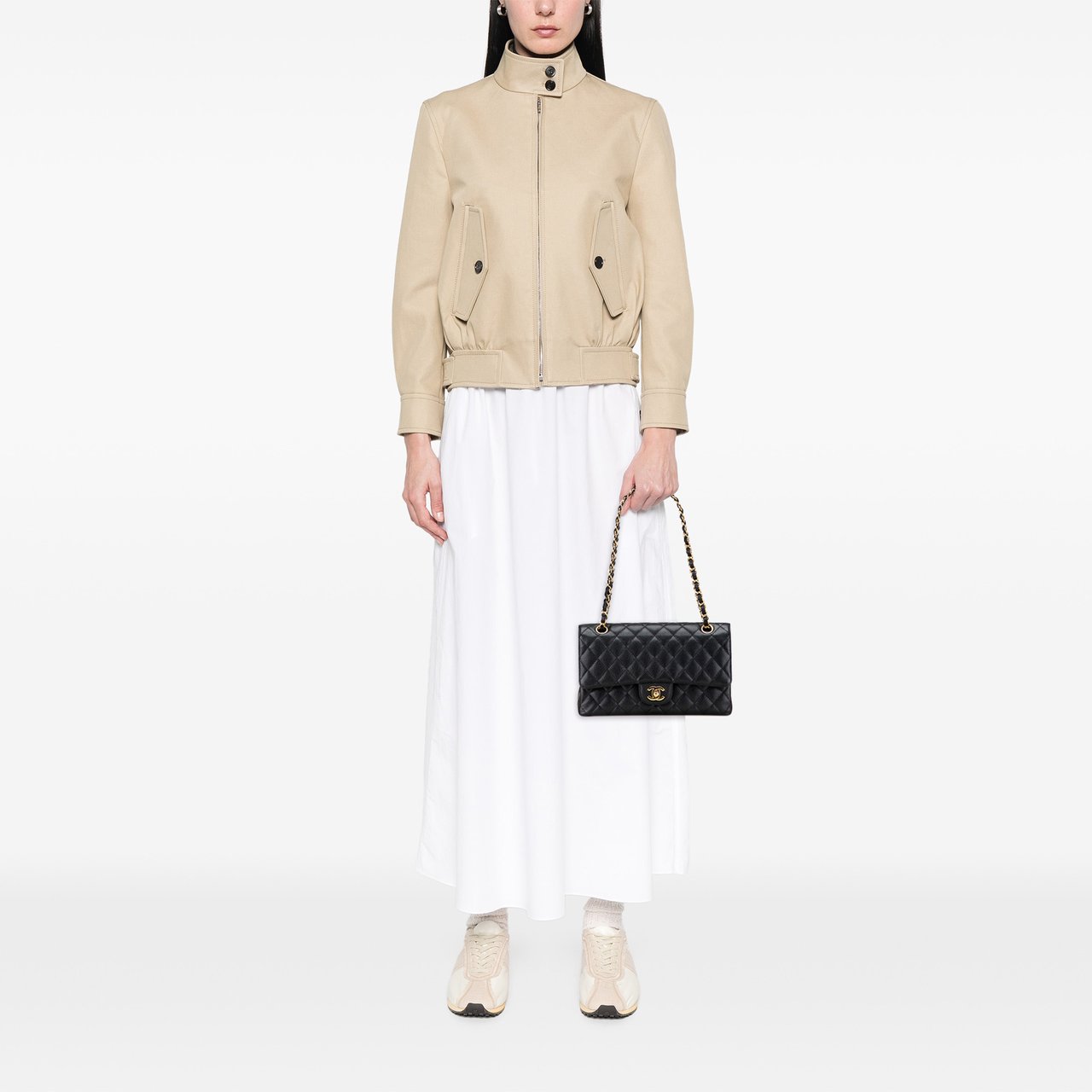 Chanel Medium Classic Caviar Double Flap Zwart