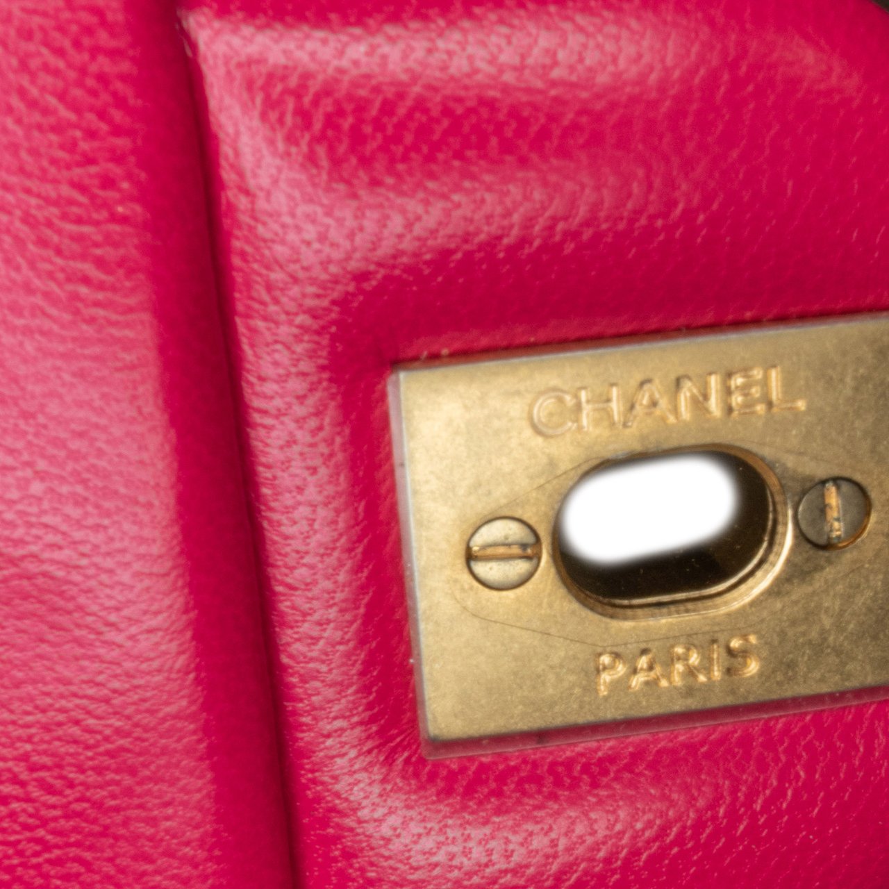 Chanel Mini Square Classic Lambskin Pearl Crush Single Flap Roze