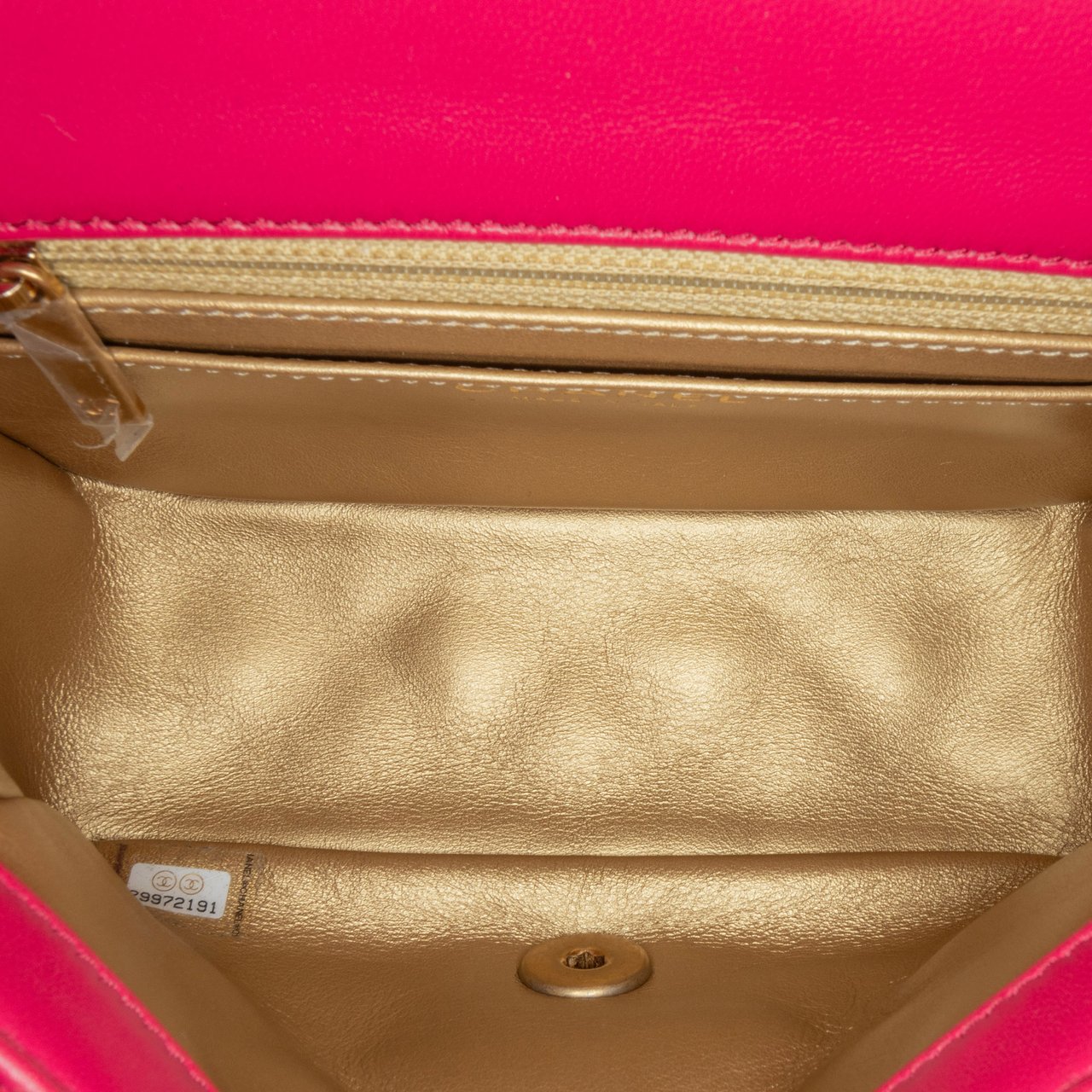 Chanel Mini Square Classic Lambskin Pearl Crush Single Flap Roze