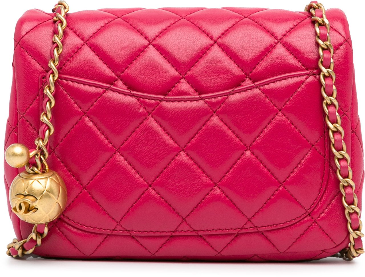 Chanel Mini Square Classic Lambskin Pearl Crush Single Flap Roze
