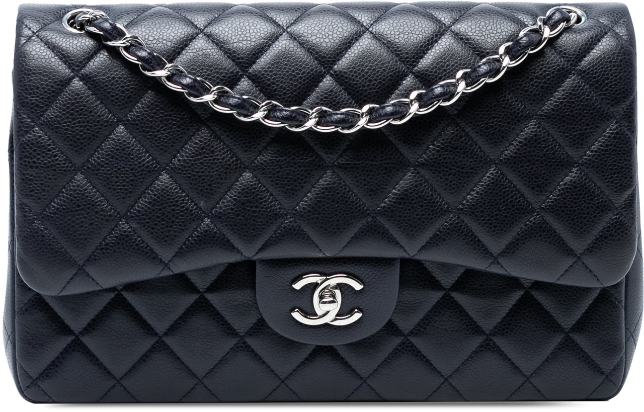 Chanel Jumbo Classic Caviar Double Flap Blauw
