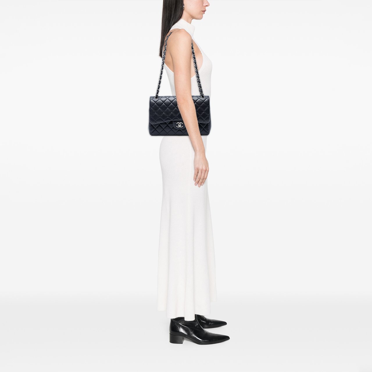 Chanel Jumbo Classic Caviar Double Flap Blauw