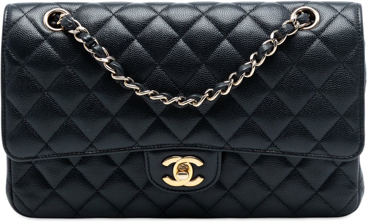 Chanel Medium Classic Caviar Double Flap Blauw