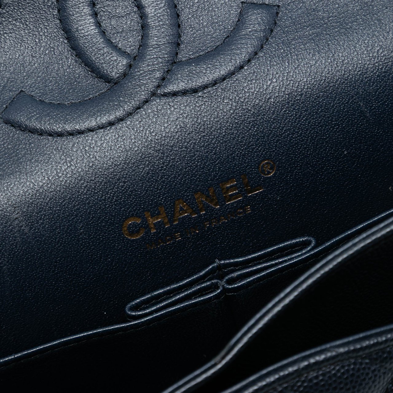 Chanel Medium Classic Caviar Double Flap Blauw