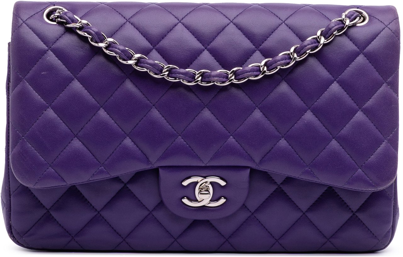 Chanel Jumbo Classic Lambskin Double Flap Paars
