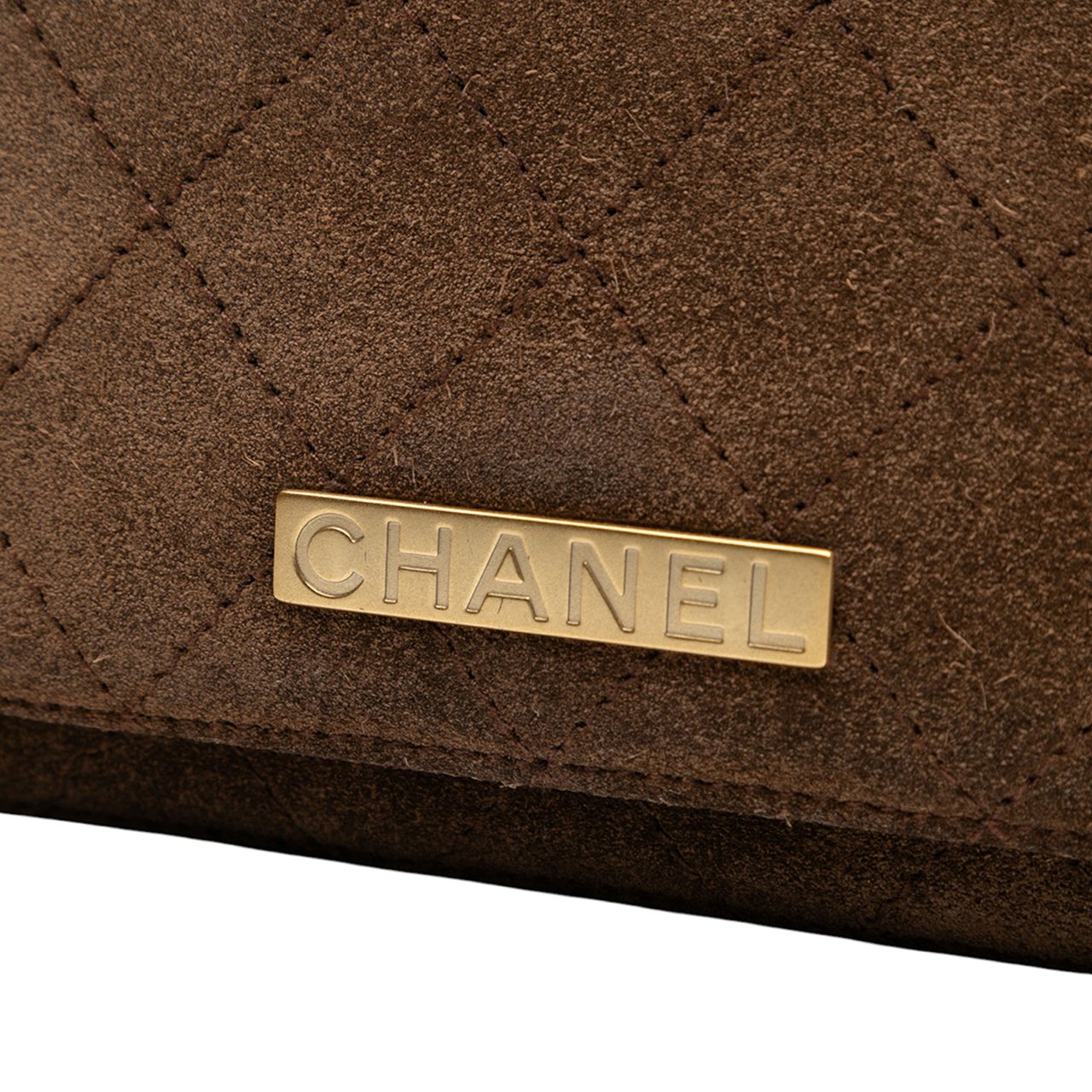 Chanel Quilted Suede Flap Crossbody Bruin