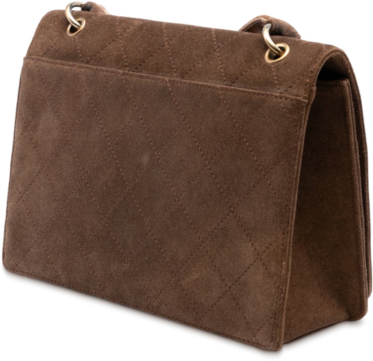 Chanel Quilted Suede Flap Crossbody Bruin