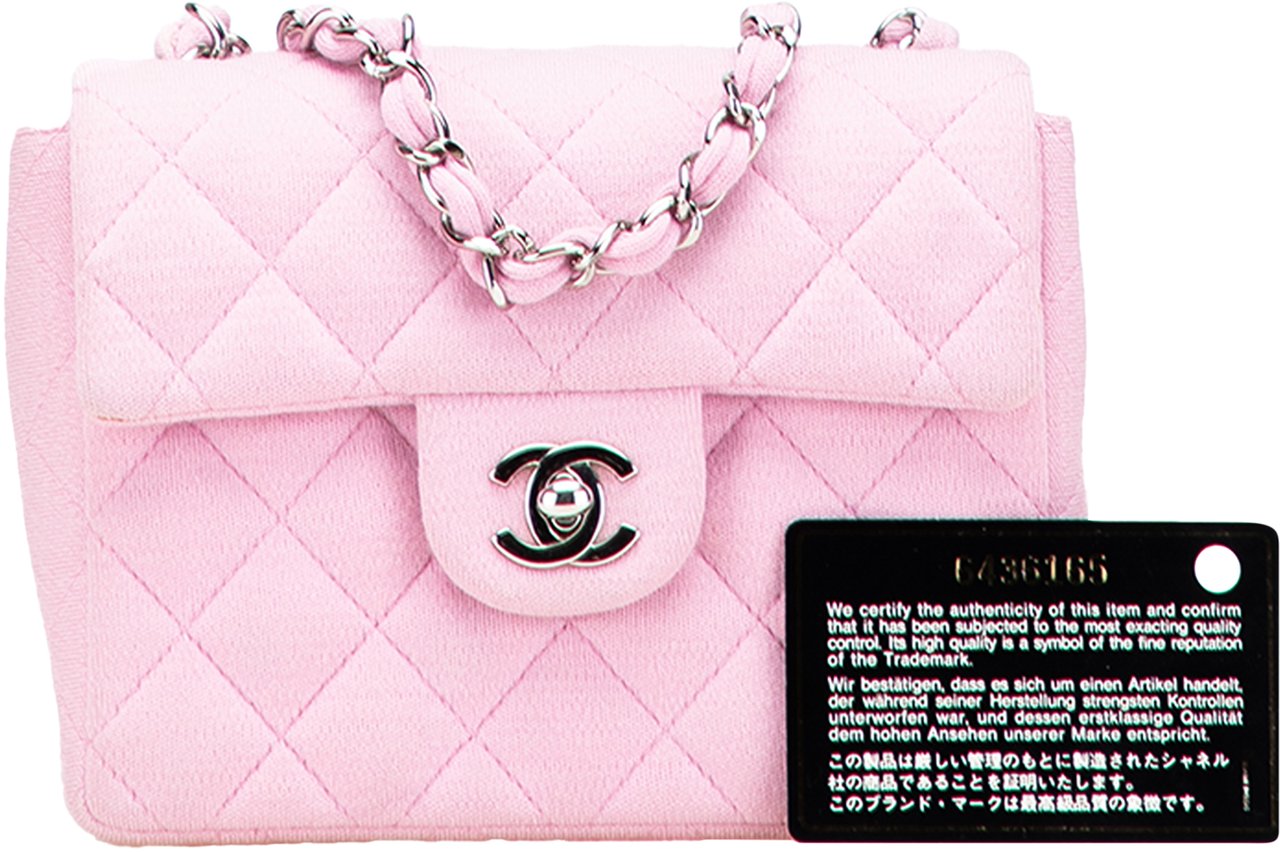 Chanel Mini Square Classic Jersey Single Flap Roze