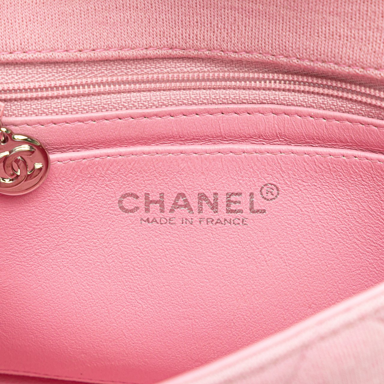 Chanel Mini Square Classic Jersey Single Flap Roze