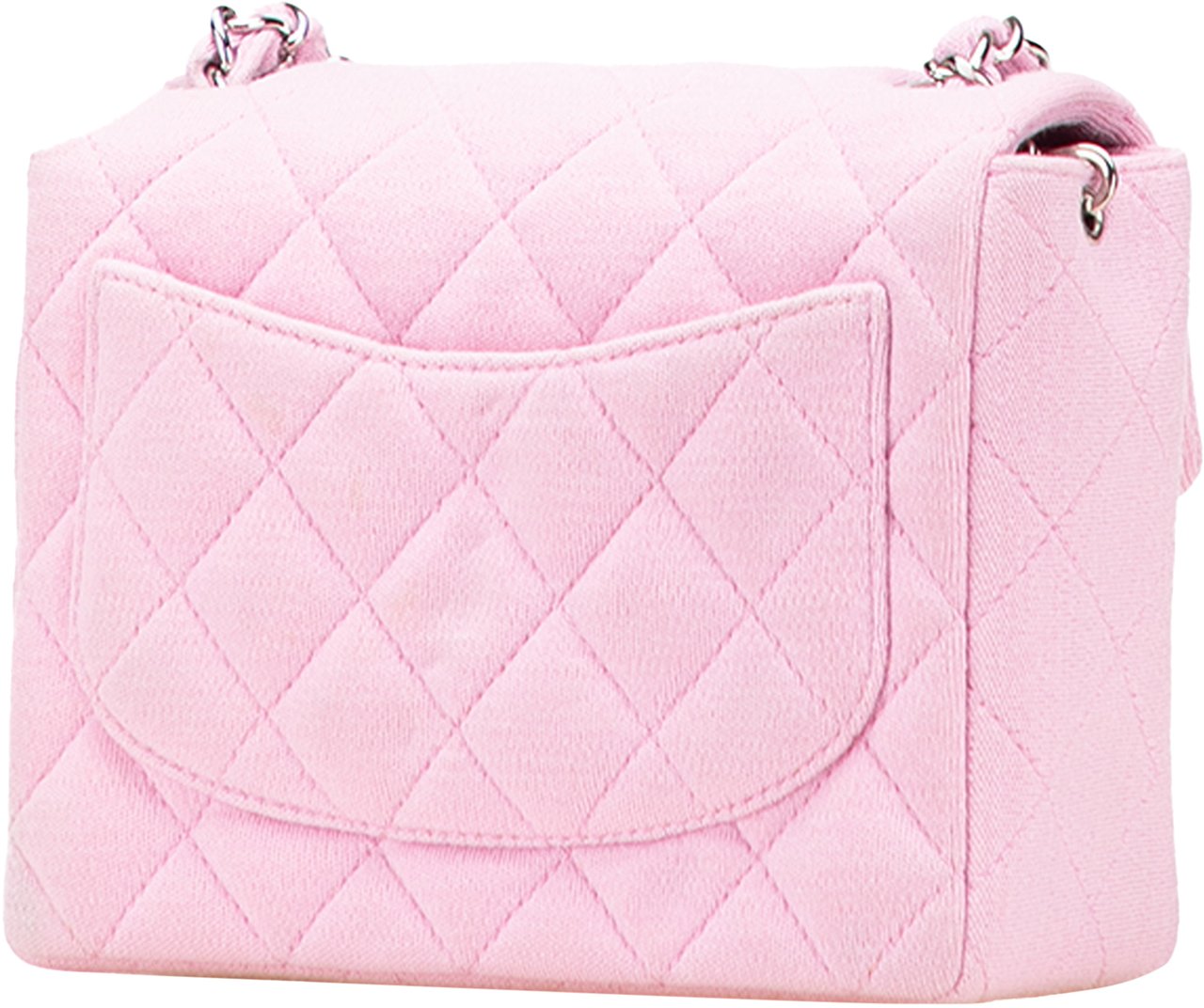 Chanel Mini Square Classic Jersey Single Flap Roze