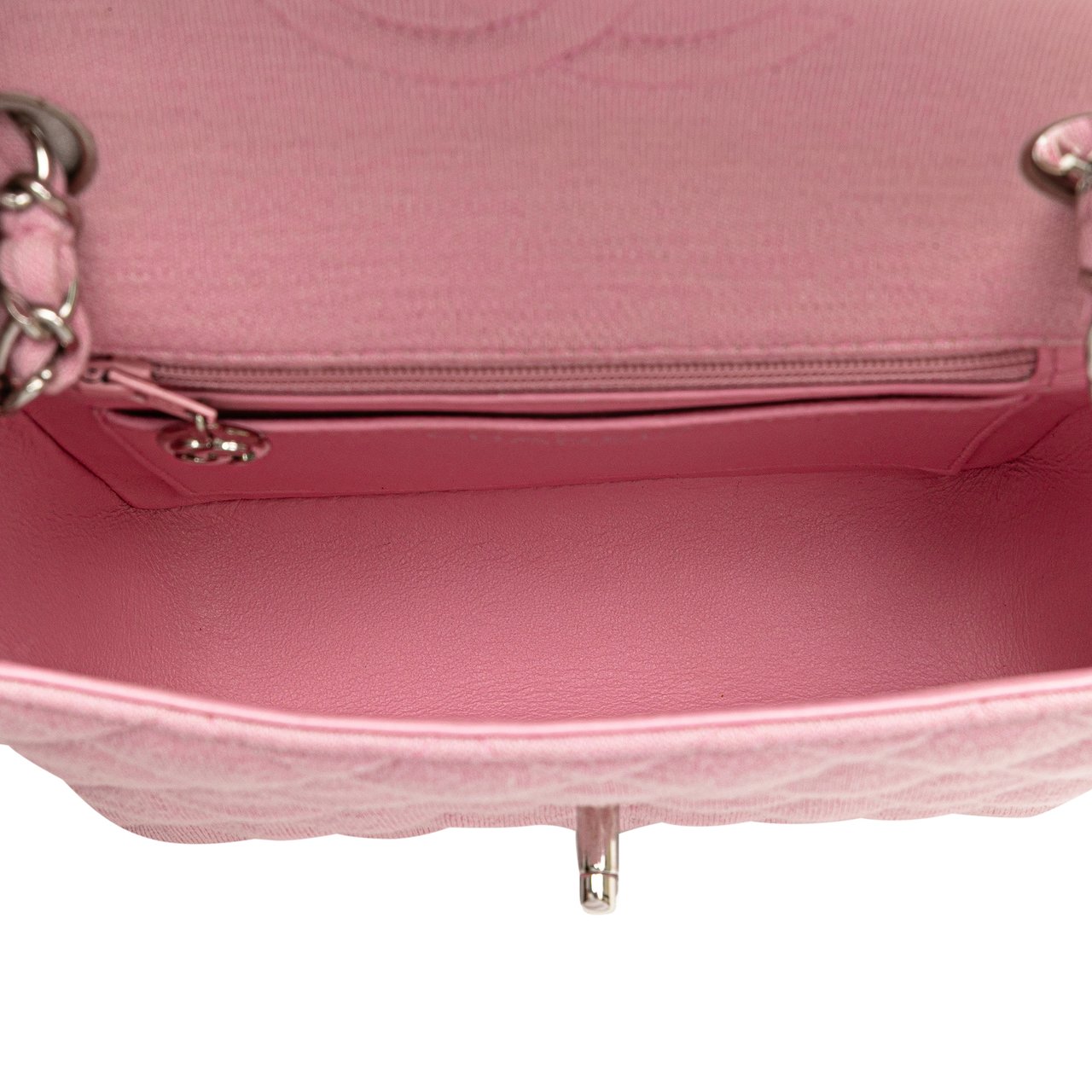 Chanel Mini Square Classic Jersey Single Flap Roze