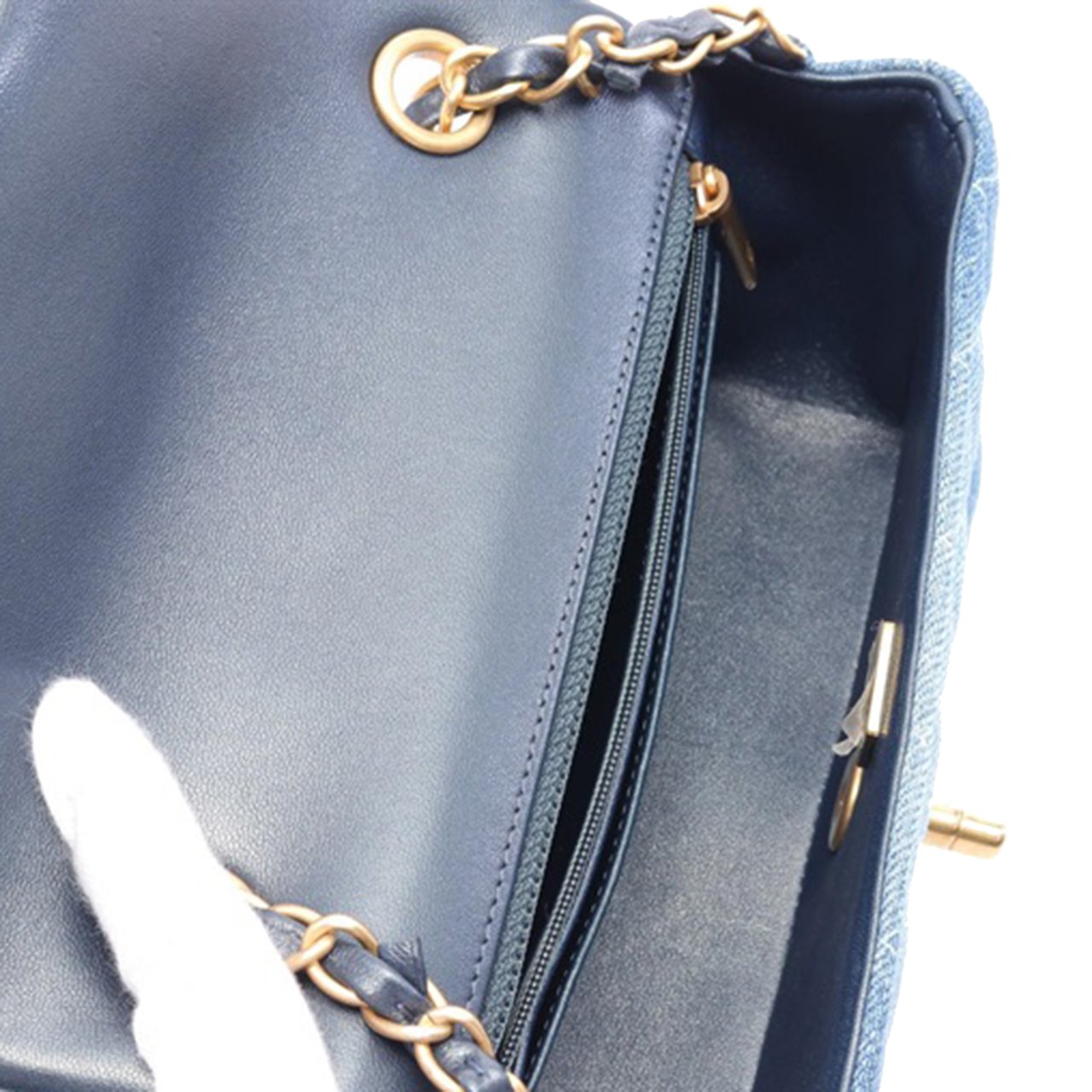 Chanel Mini Rectangular Quilted Washed Denim Flap Blauw