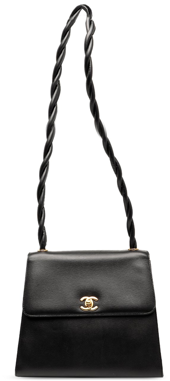 Chanel CC Caviar Twisted Strap Shoulder Bag Zwart