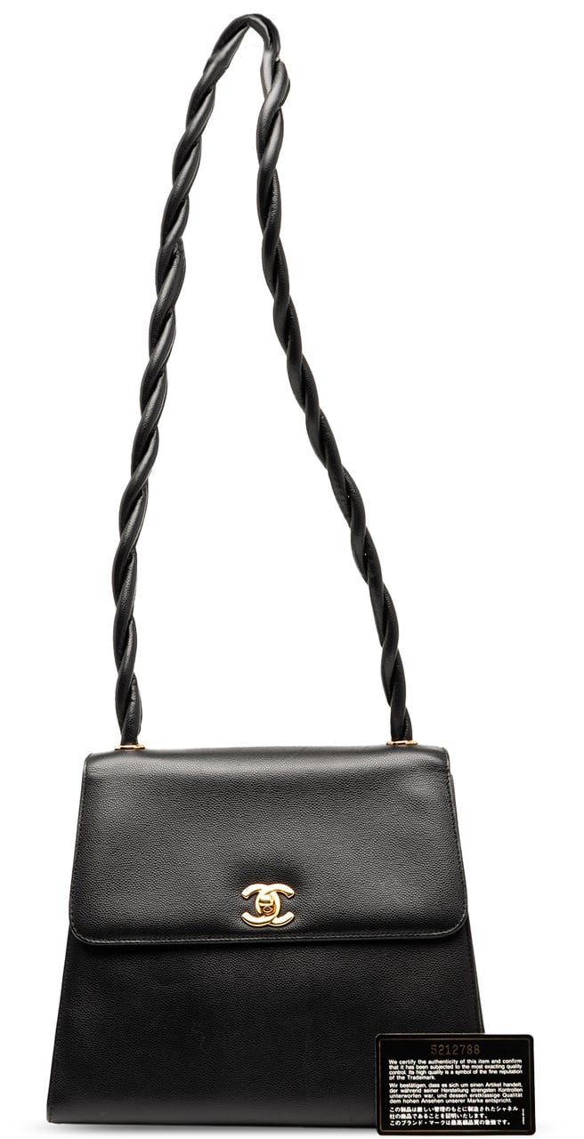 Chanel CC Caviar Twisted Strap Shoulder Bag Zwart
