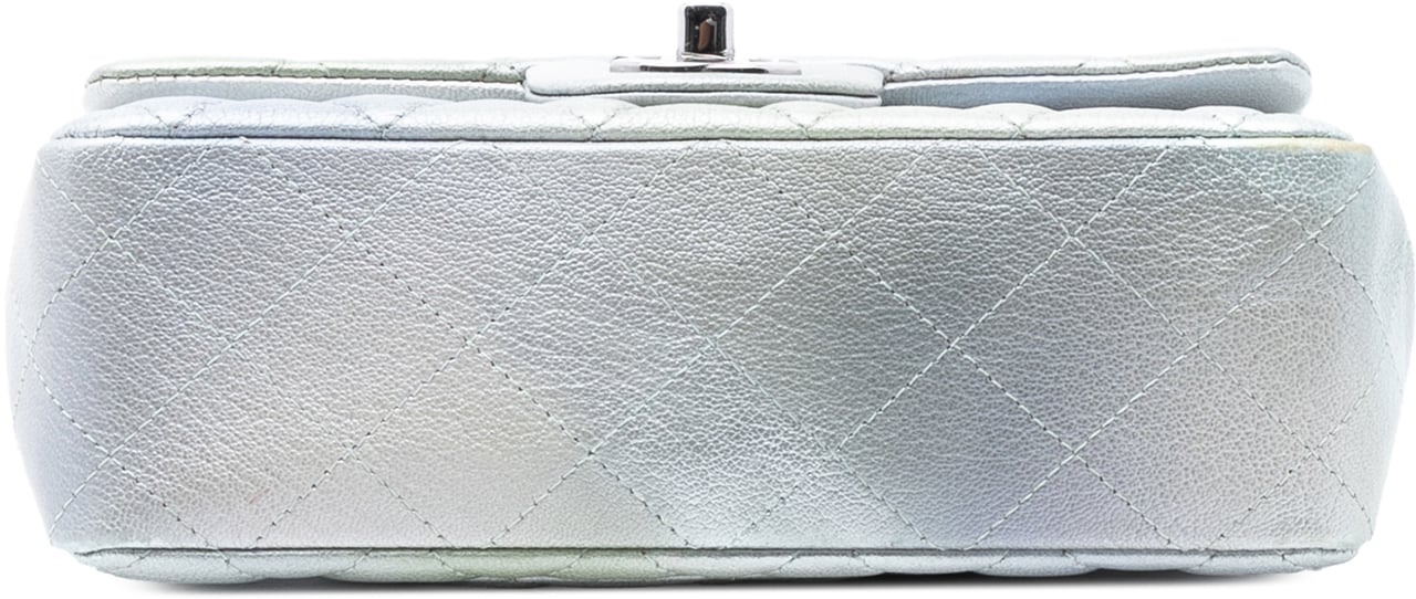 Chanel Mini Rectangular Classic Iridescent Lambskin Ombre Single Flap Zilver