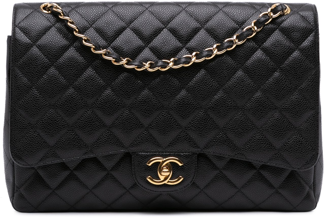 Chanel Maxi Classic Caviar Double Flap Zwart