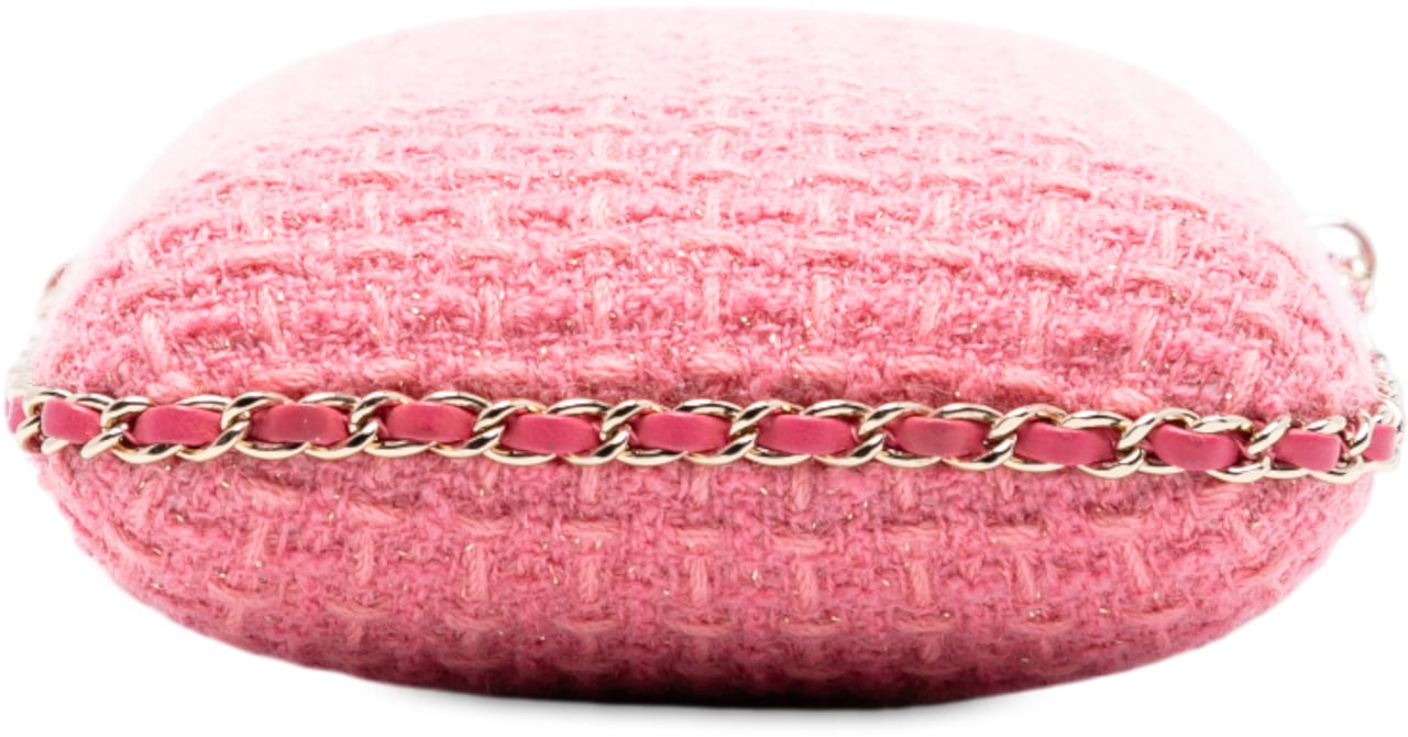 Chanel Tweed Chain Around Phone Holder Roze