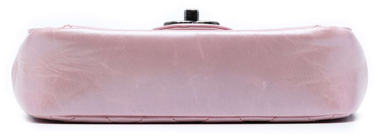 Chanel Mini Quilted Metallic Calfskin Coco Pleats Chain Flap Roze