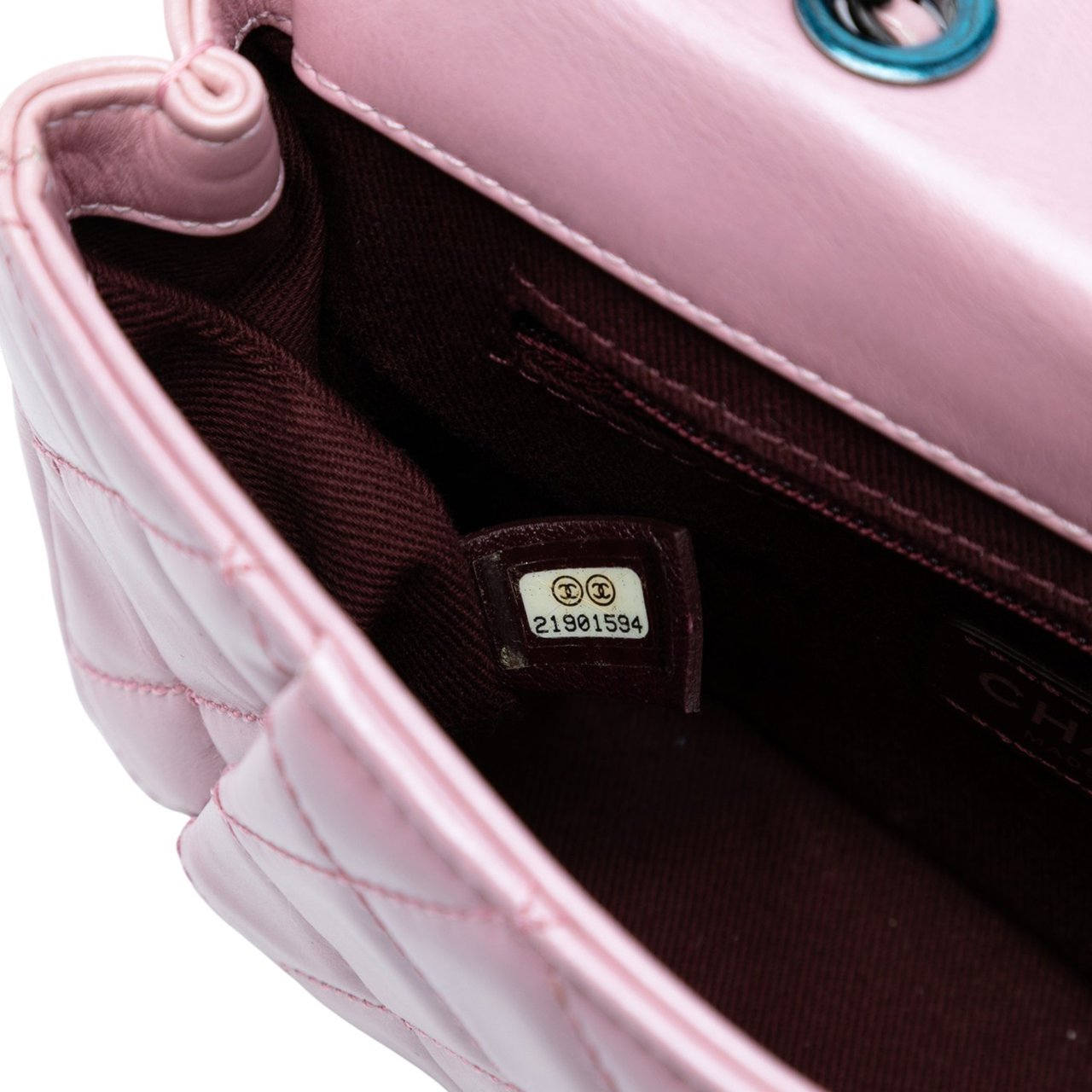 Chanel Mini Quilted Metallic Calfskin Coco Pleats Chain Flap Roze