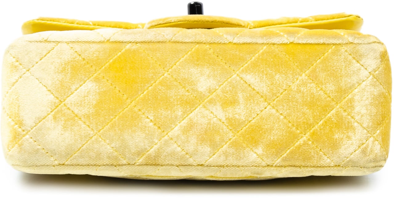 Chanel Mini Rectangular Classic Velvet Single Flap Geel
