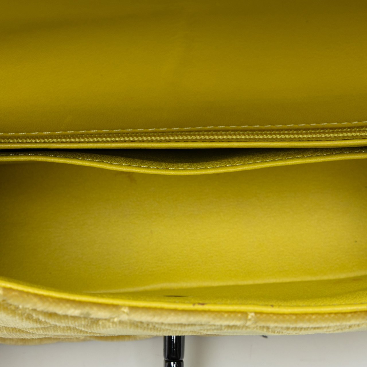 Chanel Mini Rectangular Classic Velvet Single Flap Geel