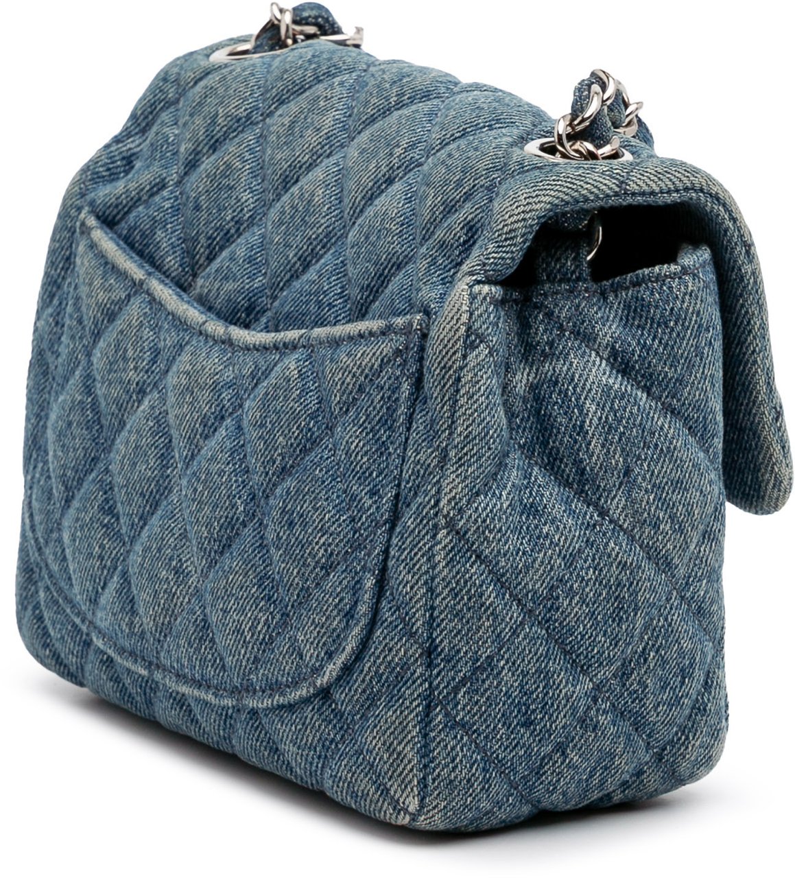 Chanel Mini Square CC Quilted Denim Single Flap Blauw