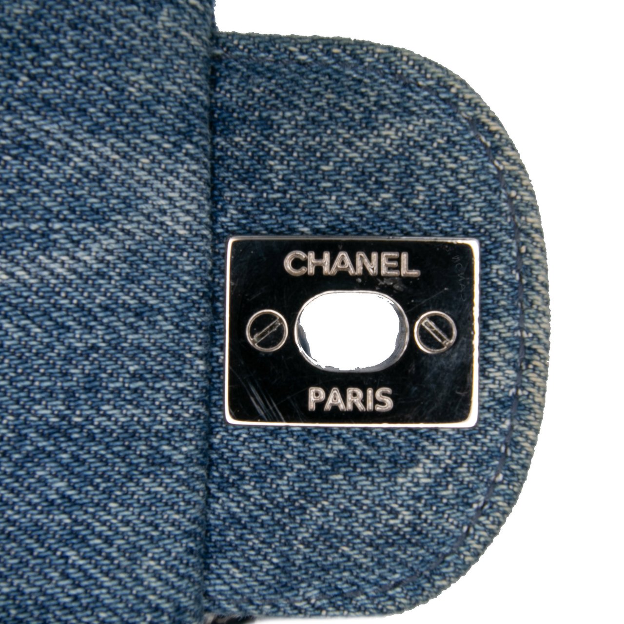 Chanel Mini Square CC Quilted Denim Single Flap Blauw