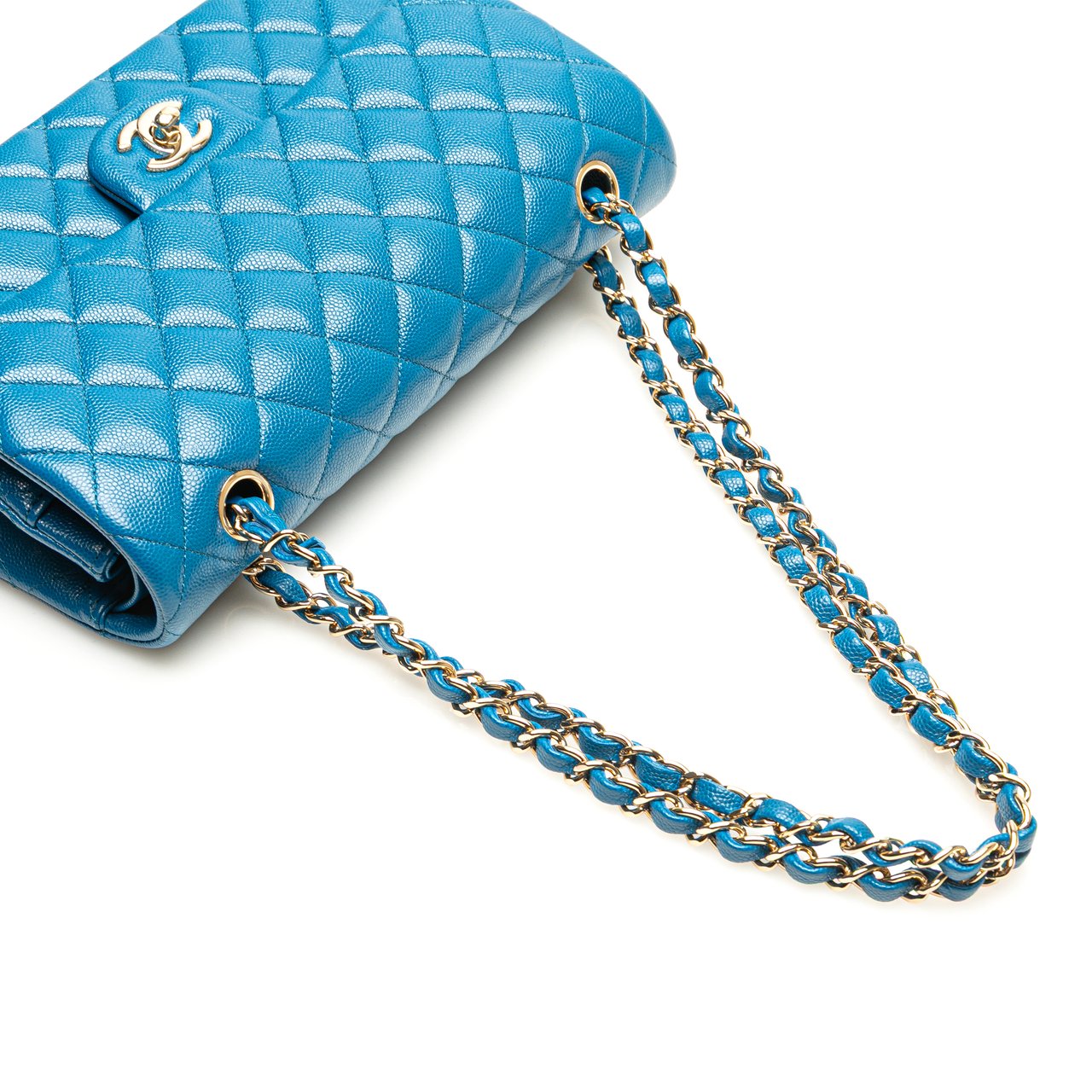 Chanel Medium Classic Caviar Double Flap Blauw