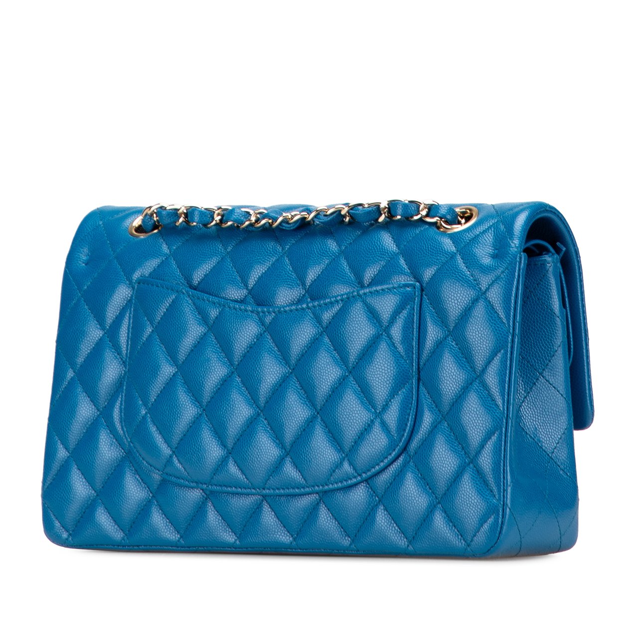 Chanel Medium Classic Caviar Double Flap Blauw