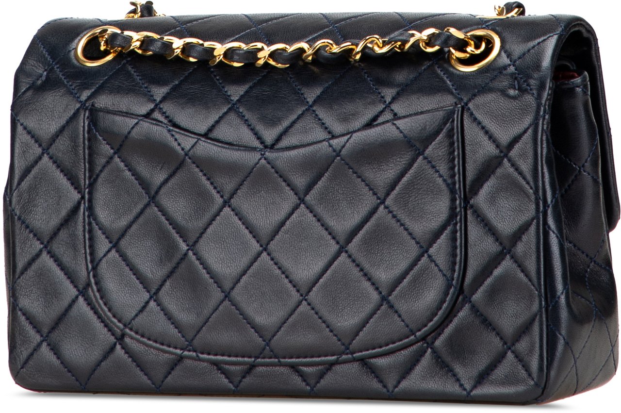Chanel Small Classic Lambskin Double Flap Blauw