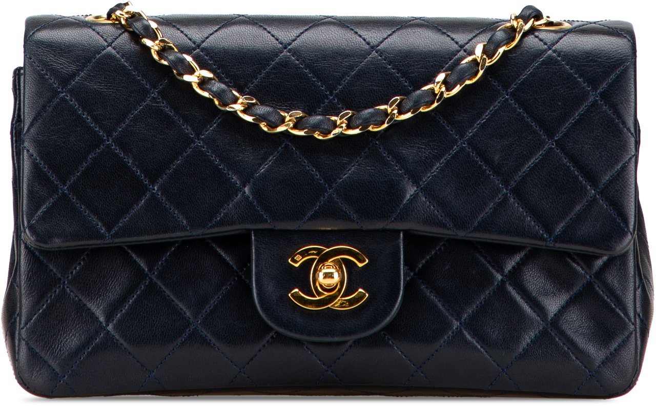 Chanel Small Classic Lambskin Double Flap Blauw