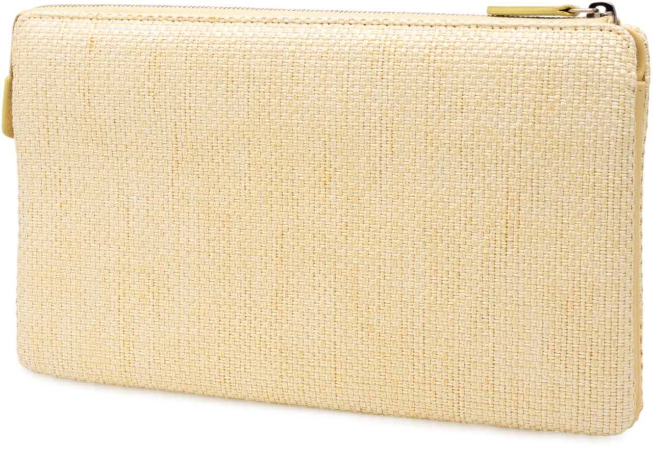 Chanel Medium Raffia Deauville O Case Clutch Geel