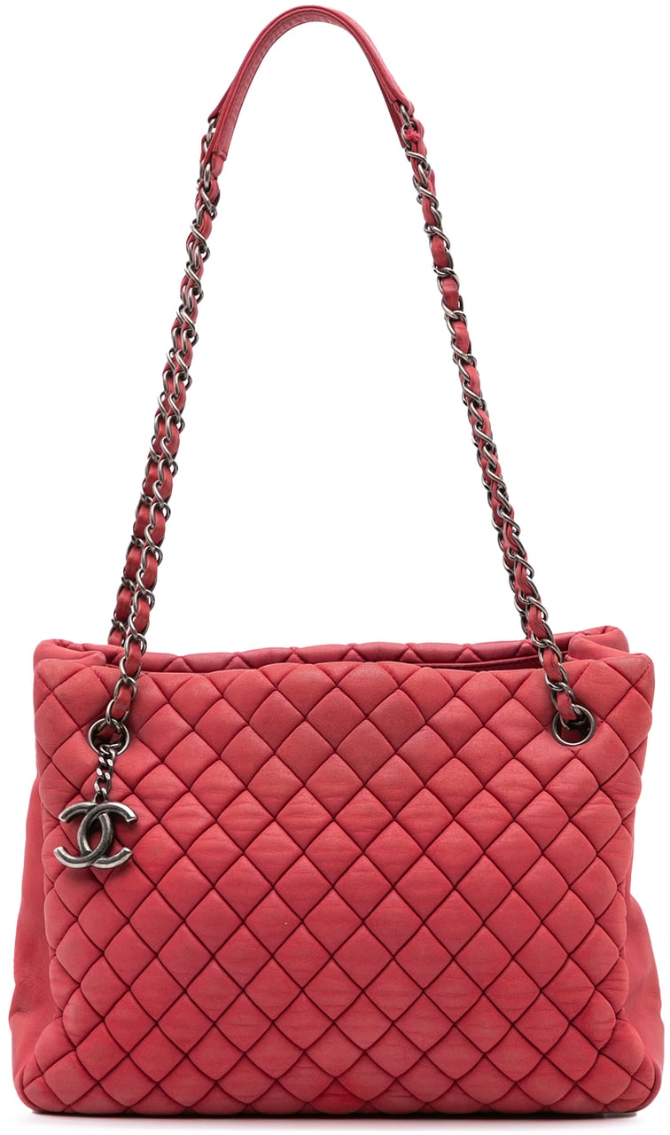 Chanel Quilted Iridescent Calfskin New Bubble Tote Roze