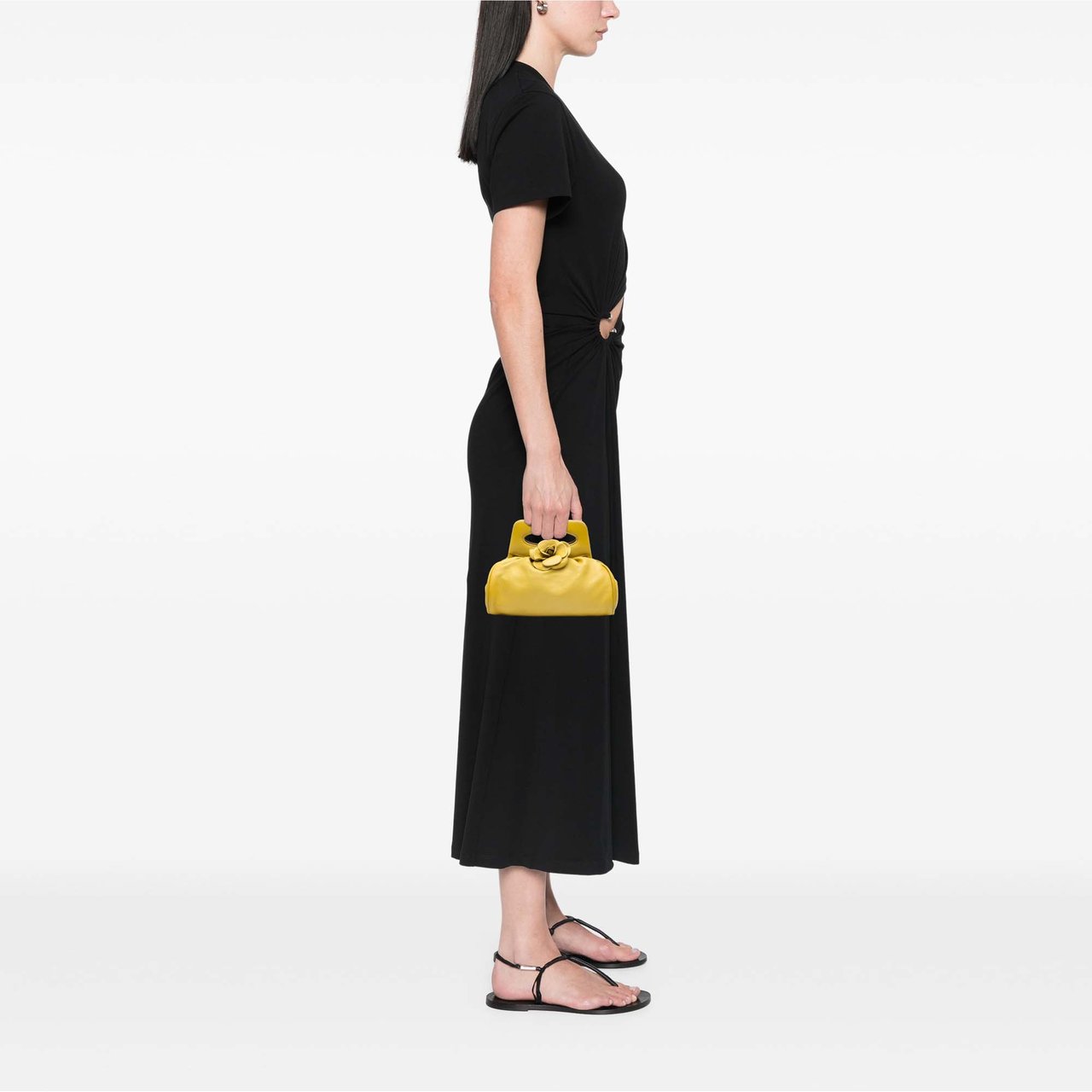 Chanel Lambskin Camellia Frame Clutch Geel