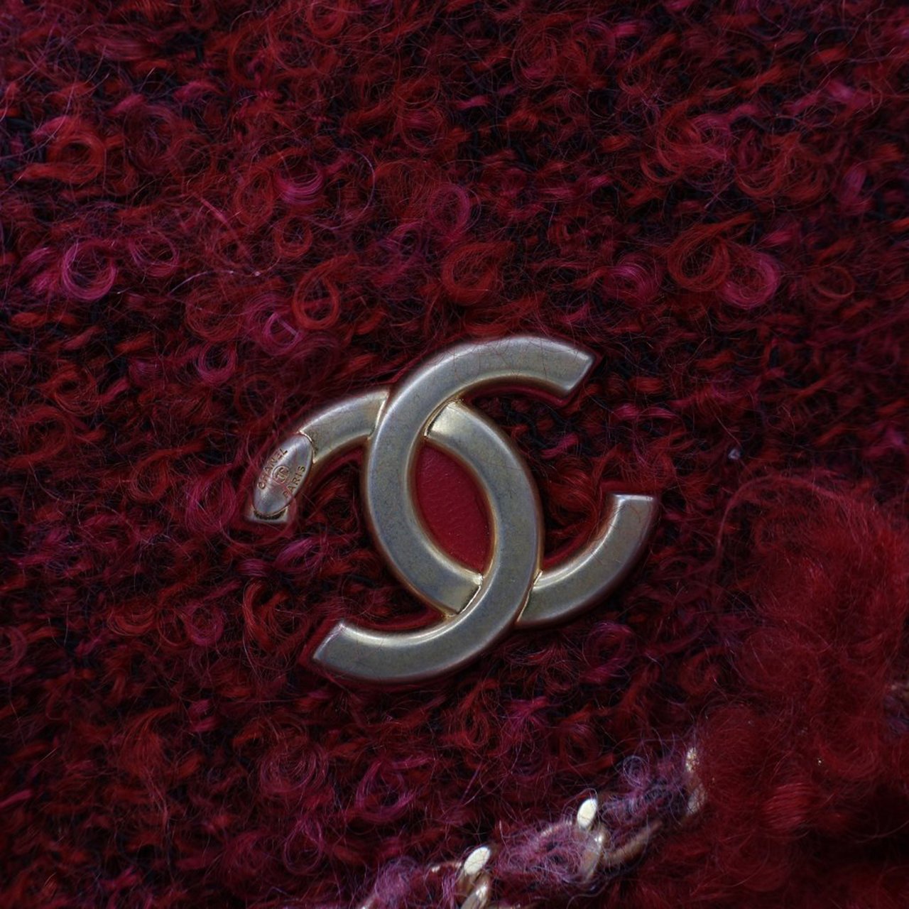 Chanel Tweed Fringe Paris Cosmopolite Clutch Rood