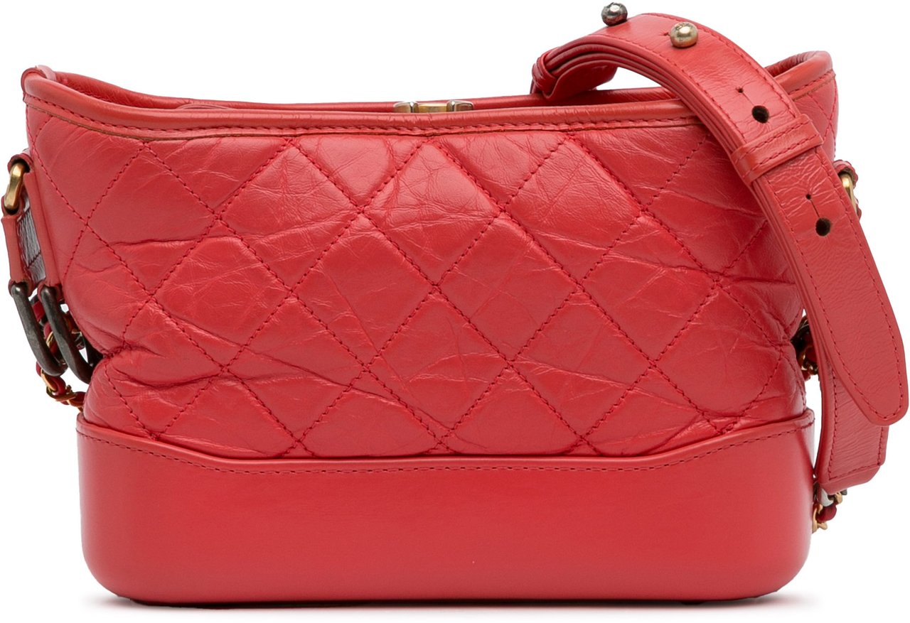Chanel Small Chevron Lambskin Gabrielle Crossbody Rood