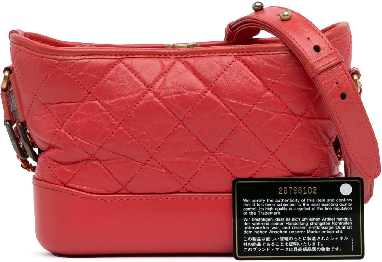 Chanel Small Chevron Lambskin Gabrielle Crossbody Rood