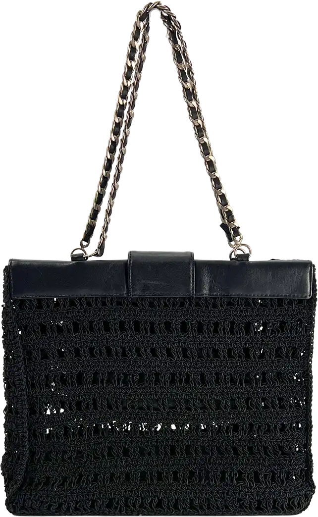 Chanel Chanel Vintage Supermodel Crochet Bag CC Logo / very good Zwart