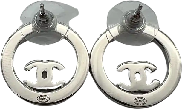 Chanel Chanel classic CC earrings silver/crystal full set / new Zilver