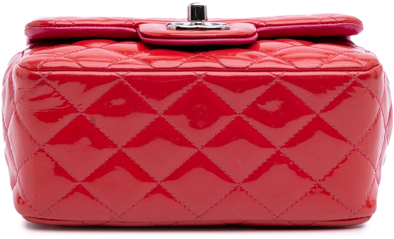 Chanel Mini Square Classic Patent Single Flap Rood