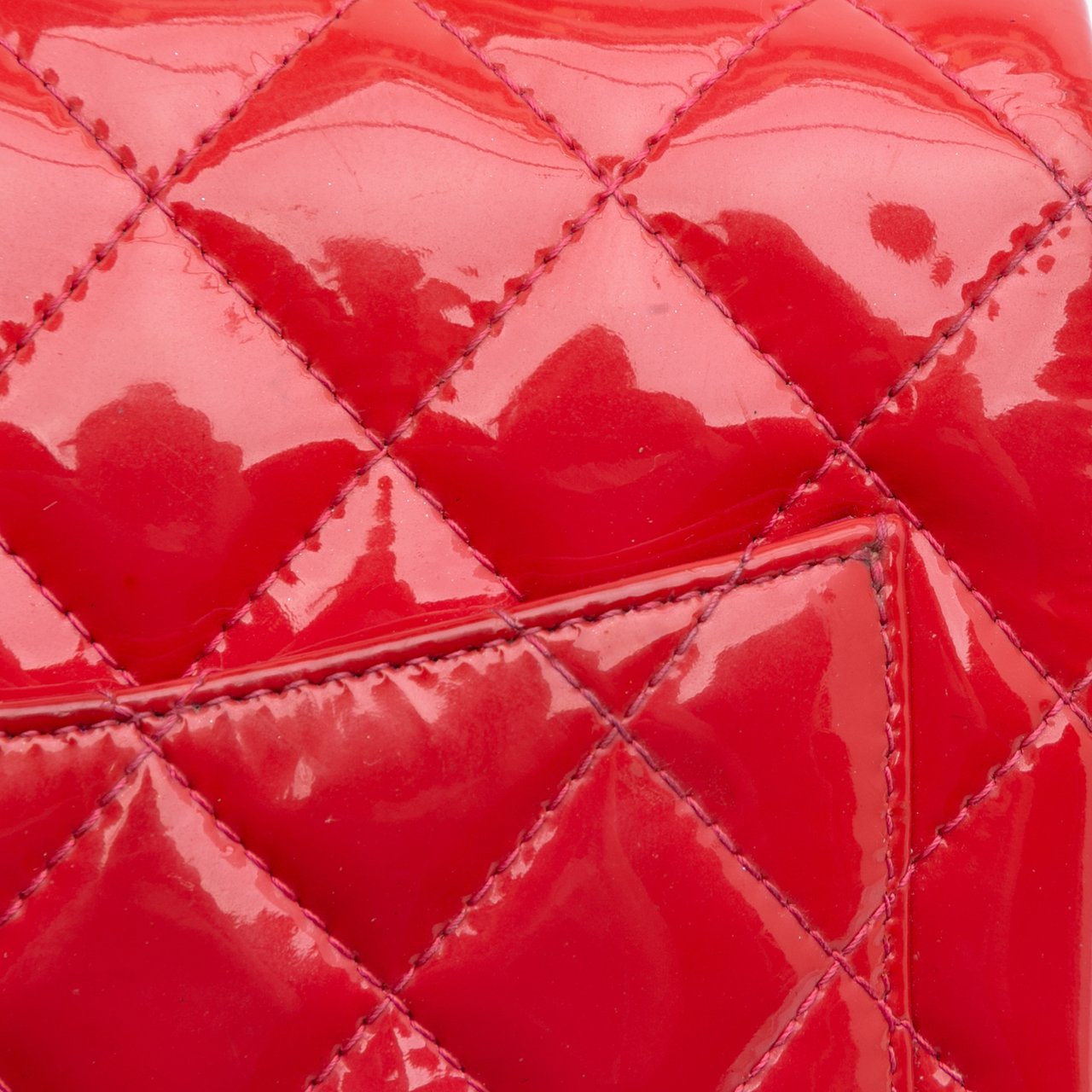 Chanel Mini Square Classic Patent Single Flap Rood