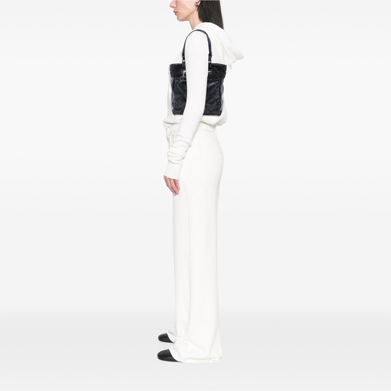 Chanel Small Quilted Coated Canvas Paris Biarritz Tote Zwart