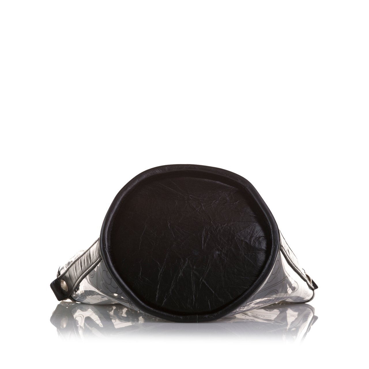 Chanel Crumpled Calfskin PVC Camellia Bucket Zwart