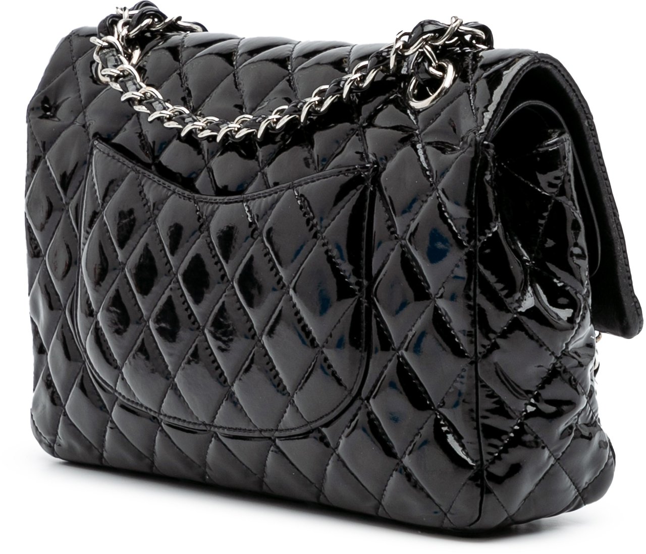 Chanel Medium Classic Patent Double Flap Zwart