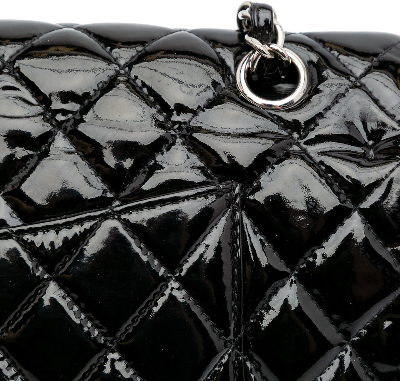 Chanel Medium Classic Patent Double Flap Zwart